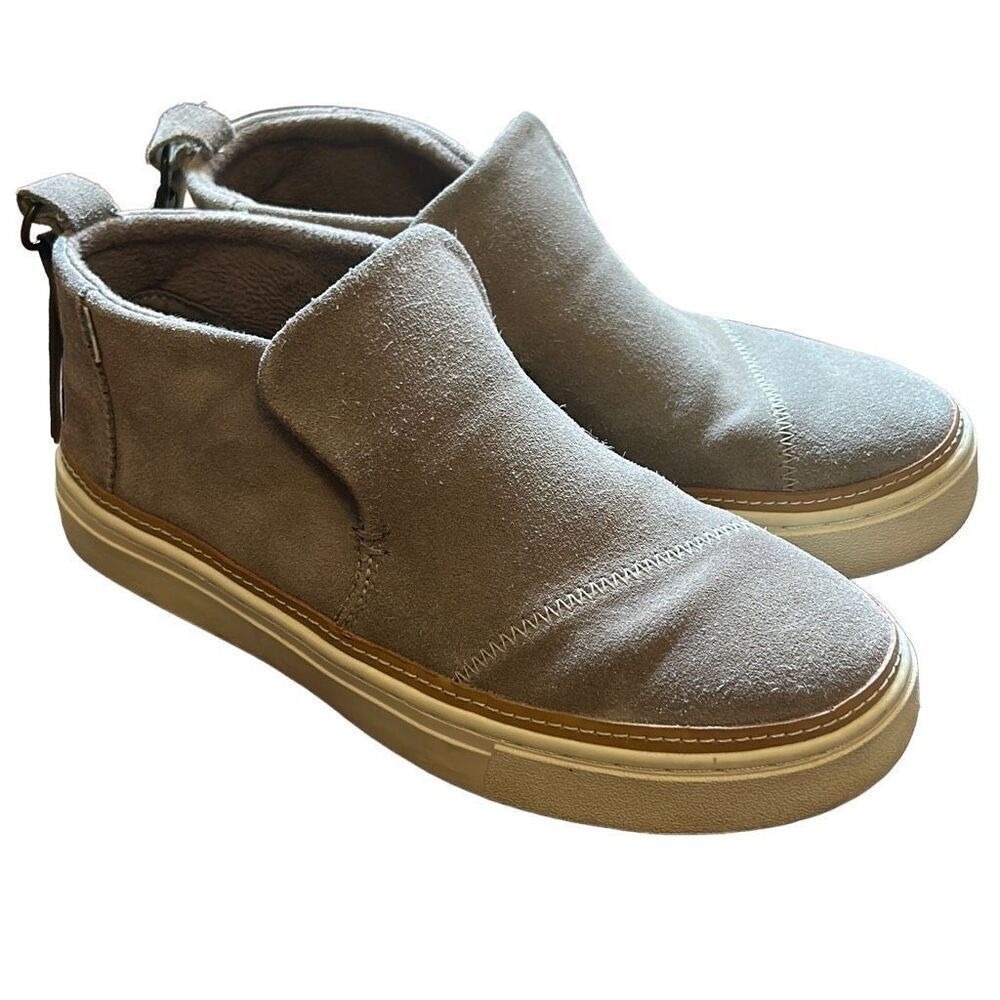 TOMS Women Gray Suede Slip On High Top Sneakers Boots Size 6.5